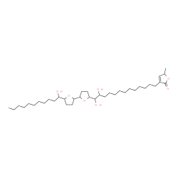 ChemSpider 2D Image | 3-{12,13-Dihydroxy-13-[5'-(1-hydroxyundecyl)octahydro-2,2'-bifuran-5-yl]tridecyl}-5-methyl-2(5H)-furanone | C37H66O7