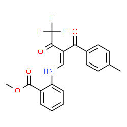 ChemSpider 2D Image | Methyl 2-{[(1Z)-4,4,4-trifluoro-2-(4-methylbenzoyl)-3-oxo-1-buten-1-yl]amino}benzoate | C20H16F3NO4