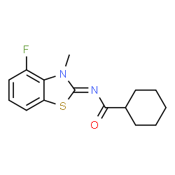 ChemSpider 2D Image | N-[(2Z)-4-Fluoro-3-methyl-1,3-benzothiazol-2(3H)-ylidene]cyclohexanecarboxamide | C15H17FN2OS