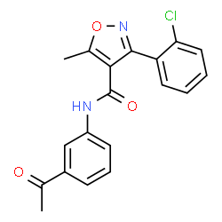 ChemSpider 2D Image | N-(3-Acetylphenyl)-3-(2-chlorophenyl)-5-methyl-1,2-oxazole-4-carboxamide | C19H15ClN2O3