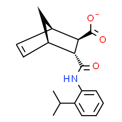 ChemSpider 2D Image | (1R,2R,3R,4R)-3-[(2-Isopropylphenyl)carbamoyl]bicyclo[2.2.1]hept-5-ene-2-carboxylate | C18H20NO3