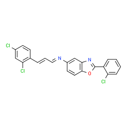 ChemSpider 2D Image | (1E,2E)-N-[2-(2-Chlorophenyl)-1,3-benzoxazol-5-yl]-3-(2,4-dichlorophenyl)-2-propen-1-imine | C22H13Cl3N2O