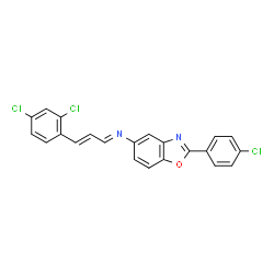 ChemSpider 2D Image | (1E,2E)-N-[2-(4-Chlorophenyl)-1,3-benzoxazol-5-yl]-3-(2,4-dichlorophenyl)-2-propen-1-imine | C22H13Cl3N2O