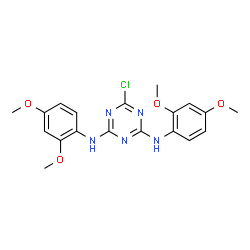 ChemSpider 2D Image | 6-Chloro-N,N'-bis(2,4-dimethoxyphenyl)-1,3,5-triazine-2,4-diamine | C19H20ClN5O4