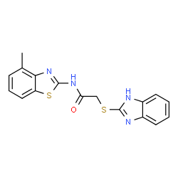 ChemSpider 2D Image | 2-(1H-Benzimidazol-2-ylsulfanyl)-N-(4-methyl-1,3-benzothiazol-2-yl)acetamide | C17H14N4OS2