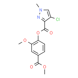 ChemSpider 2D Image | 2-Methoxy-4-(methoxycarbonyl)phenyl 4-chloro-1-methyl-1H-pyrazole-3-carboxylate | C14H13ClN2O5