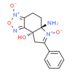ChemSpider 2D Image | (5aS,8aR)-5a-Amino-7-phenyl-4,5,5a,8-tetrahydro-8aH-[1,2,5]oxadiazolo[3,4-e]indol-8a-ol 3,6-dioxide | C14H14N4O4
