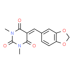 ChemSpider 2D Image | 5-Benzo[1,3]dioxol-5-ylmethylene-1,3-dimethyl-pyrimidine-2,4,6-trione | C14H12N2O5