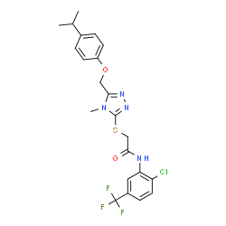 ChemSpider 2D Image | N-[2-Chloro-5-(trifluoromethyl)phenyl]-2-({5-[(4-isopropylphenoxy)methyl]-4-methyl-4H-1,2,4-triazol-3-yl}sulfanyl)acetamide | C22H22ClF3N4O2S