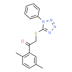 ChemSpider 2D Image | 1-(2,5-Dimethyl-phenyl)-2-(1-phenyl-1H-tetrazol-5-ylsulfanyl)-ethanone | C17H16N4OS