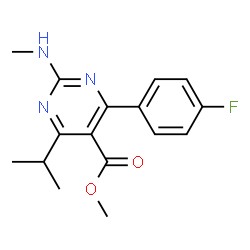 ChemSpider 2D Image | Methyl 4-(4-fluorophenyl)-6-isopropyl-2-(methylamino)-5-pyrimidinecarboxylate | C16H18FN3O2