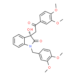 ChemSpider 2D Image | (3S)-1-(3,4-Dimethoxybenzyl)-3-[2-(3,4-dimethoxyphenyl)-2-oxoethyl]-3-hydroxy-1,3-dihydro-2H-indol-2-one | C27H27NO7