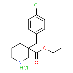 ChemSpider 2D Image | ethyl 3-(4-chlorobenzyl)piperidine-3-carboxylate hydrochloride | C15H21Cl2NO2