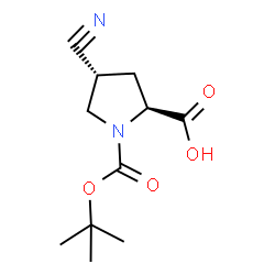 ChemSpider 2D Image | (4R)-4-Cyano-1-{[(2-methyl-2-propanyl)oxy]carbonyl}-L-proline | C11H16N2O4