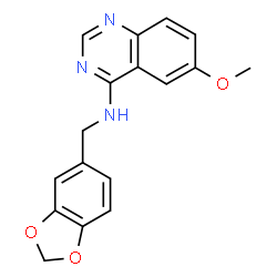 ChemSpider 2D Image | 4-((3,4-(methylenedioxy)benzyl)amino)-6-methoxyquinazoline | C17H15N3O3