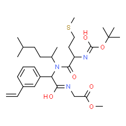 ChemSpider 2D Image | Methyl N-{[(5-methyl-2-hexanyl)(N-{[(2-methyl-2-propanyl)oxy]carbonyl}methionyl)amino](3-vinylphenyl)acetyl}glycinate | C30H47N3O6S