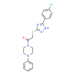 ChemSpider 2D Image | ethanone, 2-[[5-(4-chlorophenyl)-4H-1,2,4-triazol-3-yl]thio]-1-(4-phenyl-1-piperazinyl)- | C20H20ClN5OS