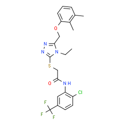 ChemSpider 2D Image | N-[2-Chloro-5-(trifluoromethyl)phenyl]-2-({5-[(2,3-dimethylphenoxy)methyl]-4-ethyl-4H-1,2,4-triazol-3-yl}sulfanyl)acetamide | C22H22ClF3N4O2S