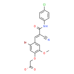 ChemSpider 2D Image | (5-Bromo-4-{(1E)-3-[(4-chlorophenyl)amino]-2-cyano-3-oxo-1-propen-1-yl}-2-methoxyphenoxy)acetate | C19H13BrClN2O5
