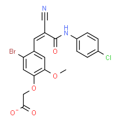 ChemSpider 2D Image | (5-Bromo-4-{(1Z)-3-[(4-chlorophenyl)amino]-2-cyano-3-oxo-1-propen-1-yl}-2-methoxyphenoxy)acetate | C19H13BrClN2O5