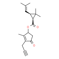 ChemSpider 2D Image | 2-Methyl-4-oxo-3-(2-propyn-1-yl)-2-cyclopenten-1-yl (1S,3R)-2,2-dimethyl-3-(2-methyl-1-propen-1-yl)cyclopropanecarboxylate | C19H24O3