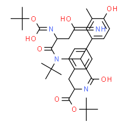ChemSpider 2D Image | 2-Methyl-2-propanyl N-{(4-hydroxy-3-methylphenyl)[(2-methyl-2-propanyl)(N~2~-{[(2-methyl-2-propanyl)oxy]carbonyl}asparaginyl)amino]acetyl}phenylalaninate | C35H50N4O8
