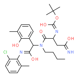 ChemSpider 2D Image | 2-Methyl-2-propanyl [4-amino-1-(butyl{2-[(2-chloro-6-methylphenyl)amino]-1-(2-hydroxy-3-methylphenyl)-2-oxoethyl}amino)-1,4-dioxo-2-butanyl]carbamate | C29H39ClN4O6
