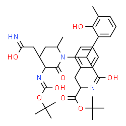 ChemSpider 2D Image | 2-Methyl-2-propanyl N-{[sec-butyl(N~2~-{[(2-methyl-2-propanyl)oxy]carbonyl}asparaginyl)amino](2-hydroxy-3-methylphenyl)acetyl}phenylalaninate | C35H50N4O8