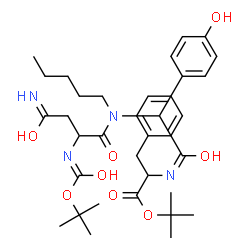 ChemSpider 2D Image | 2-Methyl-2-propanyl N-{(4-hydroxyphenyl)[(N~2~-{[(2-methyl-2-propanyl)oxy]carbonyl}asparaginyl)(pentyl)amino]acetyl}phenylalaninate | C35H50N4O8
