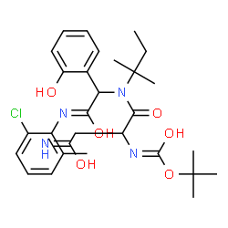 ChemSpider 2D Image | 2-Methyl-2-propanyl {4-amino-1-[{2-[(2-chloro-6-methylphenyl)amino]-1-(2-hydroxyphenyl)-2-oxoethyl}(2-methyl-2-butanyl)amino]-1,4-dioxo-2-butanyl}carbamate | C29H39ClN4O6