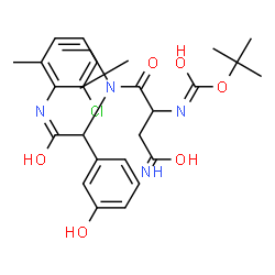 ChemSpider 2D Image | 2-Methyl-2-propanyl {4-amino-1-[{2-[(2-chloro-6-methylphenyl)amino]-1-(3-hydroxyphenyl)-2-oxoethyl}(2-methyl-2-butanyl)amino]-1,4-dioxo-2-butanyl}carbamate | C29H39ClN4O6