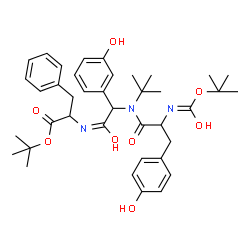 ChemSpider 2D Image | 2-Methyl-2-propanyl N-{(3-hydroxyphenyl)[(2-methyl-2-propanyl)(N-{[(2-methyl-2-propanyl)oxy]carbonyl}tyrosyl)amino]acetyl}phenylalaninate | C39H51N3O8