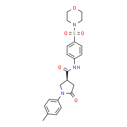 ChemSpider 2D Image | (3S)-1-(4-Methylphenyl)-N-[4-(4-morpholinylsulfonyl)phenyl]-5-oxo-3-pyrrolidinecarboxamide | C22H25N3O5S