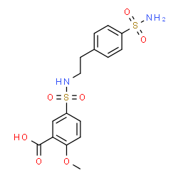ChemSpider 2D Image | 2-Methoxy-5-{[2-(4-sulfamoylphenyl)ethyl]sulfamoyl}benzoic acid | C16H18N2O7S2