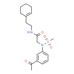 ChemSpider 2D Image | N~2~-(3-Acetylphenyl)-N-[2-(1-cyclohexen-1-yl)ethyl]-N~2~-(methylsulfonyl)glycinamide | C19H26N2O4S