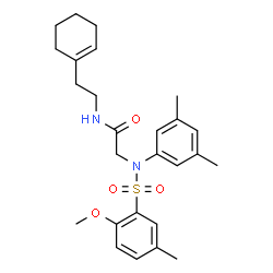 ChemSpider 2D Image | N-[2-(1-Cyclohexen-1-yl)ethyl]-N~2~-(3,5-dimethylphenyl)-N~2~-[(2-methoxy-5-methylphenyl)sulfonyl]glycinamide | C26H34N2O4S