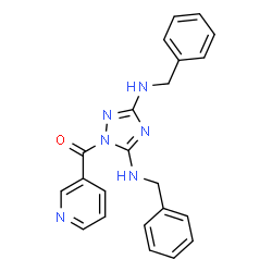 ChemSpider 2D Image | [3,5-Bis(benzylamino)-1H-1,2,4-triazol-1-yl](3-pyridinyl)methanone | C22H20N6O