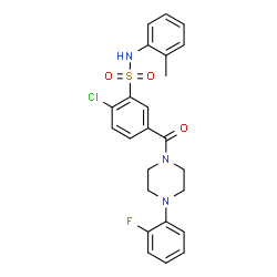 ChemSpider 2D Image | 2-Chloro-5-{[4-(2-fluorophenyl)-1-piperazinyl]carbonyl}-N-(2-methylphenyl)benzenesulfonamide | C24H23ClFN3O3S