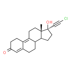ChemSpider 2D Image | 17-a-Chloroethinyl-17-b-hydroxyestra-4,9-dien-3-one | C20H23ClO2