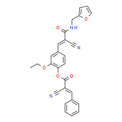 ChemSpider 2D Image | 4-{(1E)-2-Cyano-3-[(2-furylmethyl)amino]-3-oxo-1-propen-1-yl}-2-ethoxyphenyl (2E)-2-cyano-3-phenylacrylate | C27H21N3O5