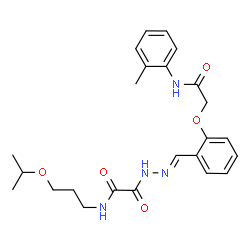 ChemSpider 2D Image | N-(3-Isopropoxypropyl)-2-[(2E)-2-(2-{2-[(2-methylphenyl)amino]-2-oxoethoxy}benzylidene)hydrazino]-2-oxoacetamide | C24H30N4O5
