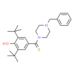 ChemSpider 2D Image | (4-Benzyl-1-piperazinyl)[4-hydroxy-3,5-bis(2-methyl-2-propanyl)phenyl]methanethione | C26H36N2OS