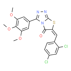 ChemSpider 2D Image | (6E)-6-(2,4-Dichlorobenzylidene)-3-(3,4,5-trimethoxyphenyl)[1,3]thiazolo[2,3-c][1,2,4]triazol-5(6H)-one | C20H15Cl2N3O4S