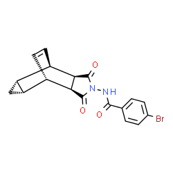 ChemSpider 2D Image | 4-Bromo-N-[(1R,2R,6S,7S,8R,10S)-3,5-dioxo-4-azatetracyclo[5.3.2.0~2,6~.0~8,10~]dodec-11-en-4-yl]benzamide | C18H15BrN2O3