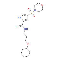ChemSpider 2D Image | N-[3-(Cyclohexyloxy)propyl]-4-(4-morpholinylsulfonyl)-1H-pyrrole-2-carboxamide | C18H29N3O5S