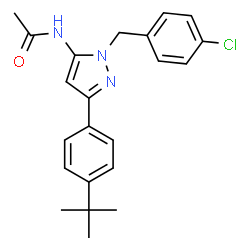 ChemSpider 2D Image | N-{1-(4-Chlorobenzyl)-3-[4-(2-methyl-2-propanyl)phenyl]-1H-pyrazol-5-yl}acetamide | C22H24ClN3O