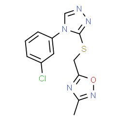 ChemSpider 2D Image | 5-({[4-(3-Chlorophenyl)-4H-1,2,4-triazol-3-yl]sulfanyl}methyl)-3-methyl-1,2,4-oxadiazole | C12H10ClN5OS