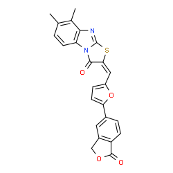 ChemSpider 2D Image | (2E)-7,8-Dimethyl-2-{[5-(1-oxo-1,3-dihydro-2-benzofuran-5-yl)-2-furyl]methylene}[1,3]thiazolo[3,2-a]benzimidazol-3(2H)-one | C24H16N2O4S
