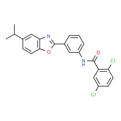 ChemSpider 2D Image | 2,5-Dichloro-N-[3-(5-isopropyl-1,3-benzoxazol-2-yl)phenyl]benzamide | C23H18Cl2N2O2