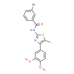 ChemSpider 2D Image | 3-Bromo-N-[4-(3,4-dimethoxyphenyl)-5-methyl-1,3-thiazol-2-yl]benzamide | C19H17BrN2O3S